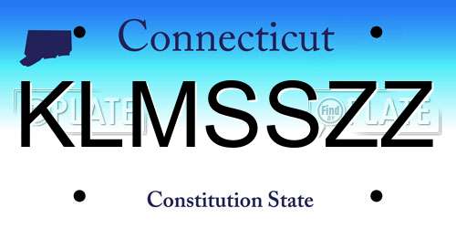 KLMSSZZ Connecticut License Plate