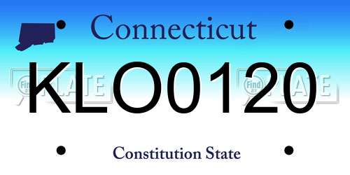KLO0120 Connecticut License Plate