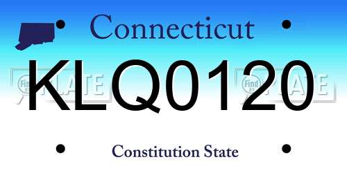 KLQ0120 Connecticut License Plate