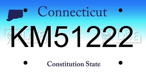 KM51222 Connecticut License Plate