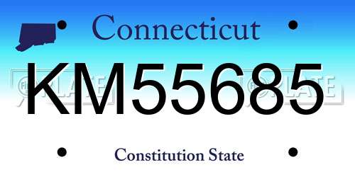 KM55685 Connecticut License Plate