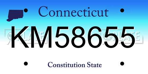 KM58655 Connecticut License Plate