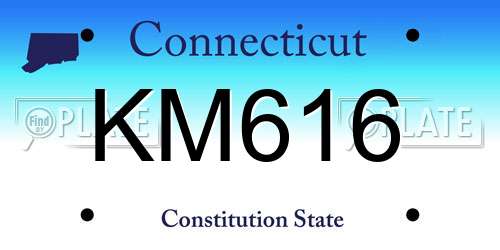 KM616 Connecticut License Plate