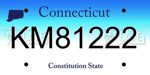 KM81222 Connecticut License Plate