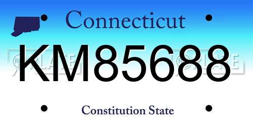 KM85688 Connecticut License Plate