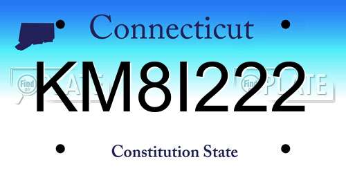 KM8I222 Connecticut License Plate