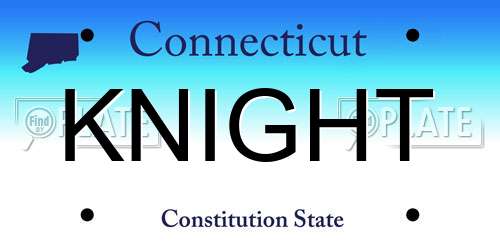 KNIGHT Connecticut License Plate