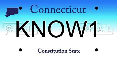 KNOW1 Connecticut License Plate