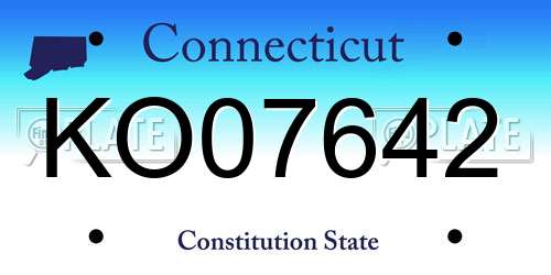 KO07642 Connecticut License Plate