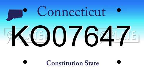 KO07647 Connecticut License Plate