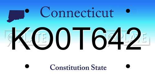 KO0T642 Connecticut License Plate