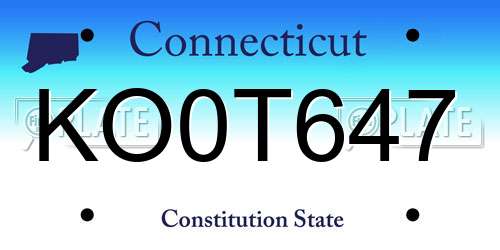 KO0T647 Connecticut License Plate