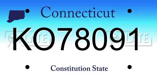 KO78091 Connecticut License Plate