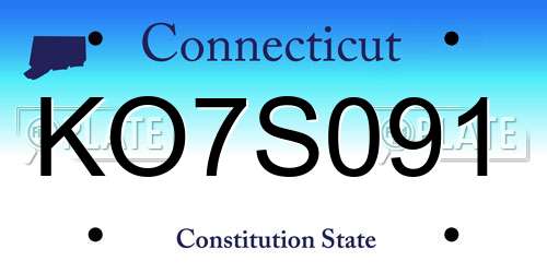 KO7S091 Connecticut License Plate