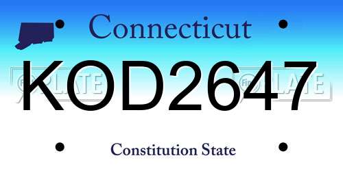 KOD2647 Connecticut License Plate