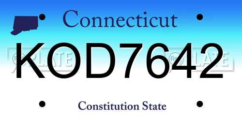 KOD7642 Connecticut License Plate