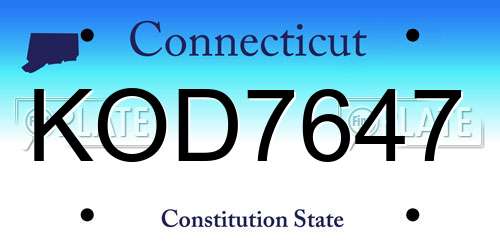 KOD7647 Connecticut License Plate