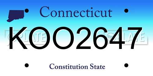 KOO2647 Connecticut License Plate