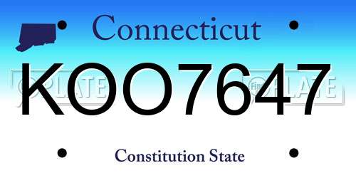 KOO7647 Connecticut License Plate