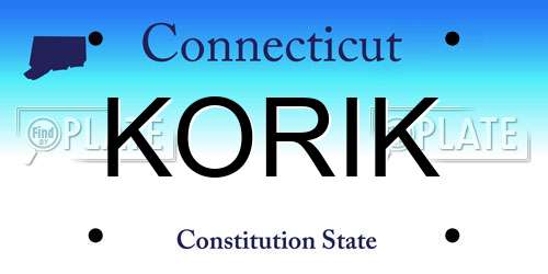 KORIK Connecticut License Plate