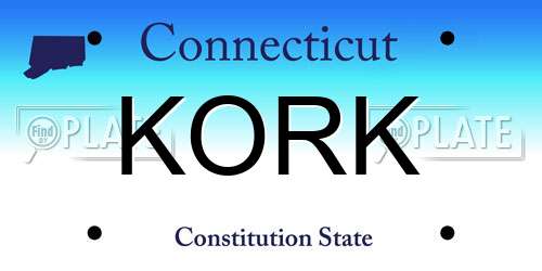 KORK Connecticut License Plate