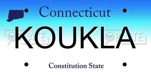 KOUKLA Connecticut License Plate
