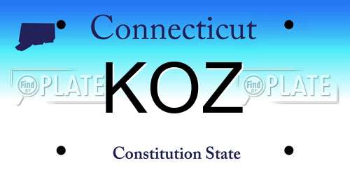 KOZ Connecticut License Plate