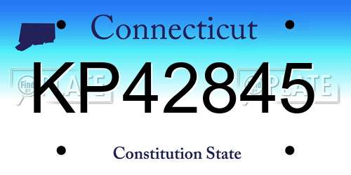 KP42845 Connecticut License Plate