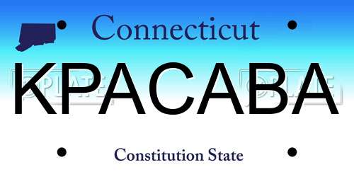 KPACABA Connecticut License Plate