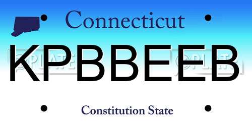 KPBBEEB Connecticut License Plate
