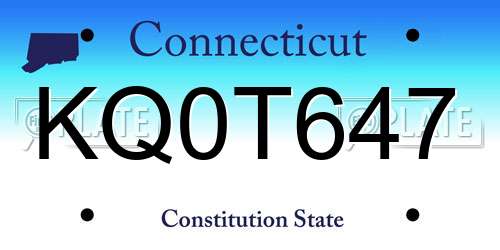 KQ0T647 Connecticut License Plate