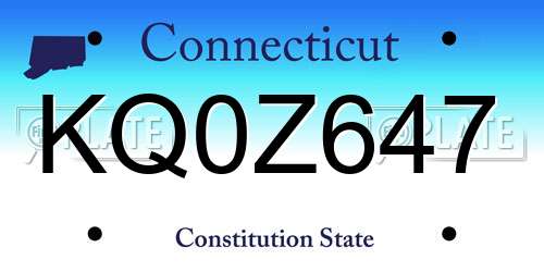 KQ0Z647 Connecticut License Plate