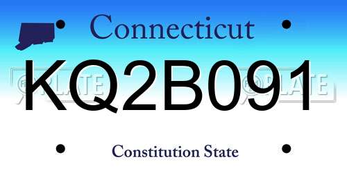 KQ2B091 Connecticut License Plate