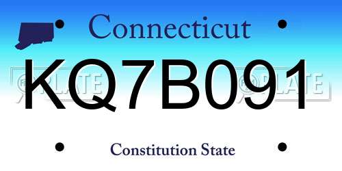 KQ7B091 Connecticut License Plate