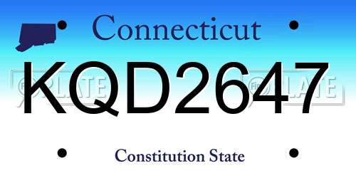 KQD2647 Connecticut License Plate