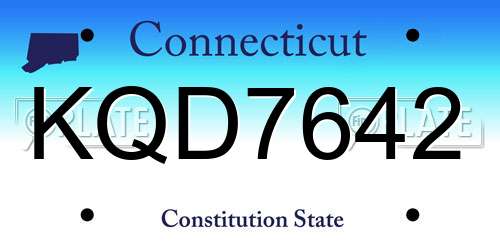 KQD7642 Connecticut License Plate