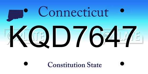 KQD7647 Connecticut License Plate