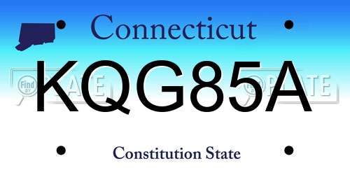 KQG85A Connecticut License Plate