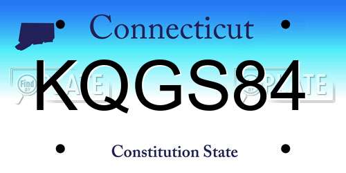 KQGS84 Connecticut License Plate