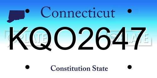 KQO2647 Connecticut License Plate