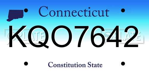 KQO7642 Connecticut License Plate