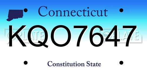 KQO7647 Connecticut License Plate