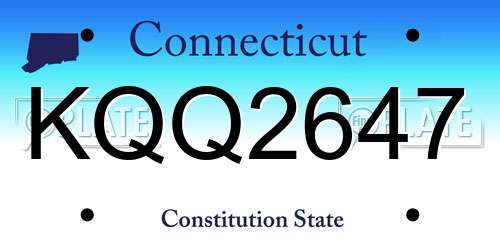 KQQ2647 Connecticut License Plate