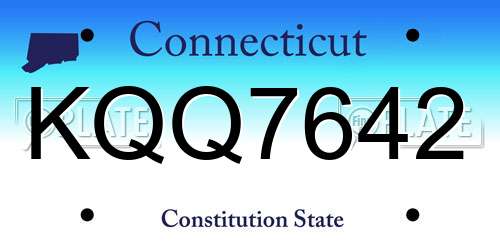 KQQ7642 Connecticut License Plate