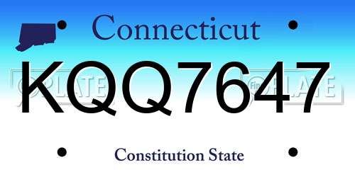 KQQ7647 Connecticut License Plate
