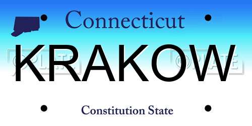 KRAKOW Connecticut License Plate