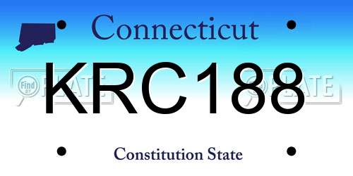 KRC188 Connecticut License Plate