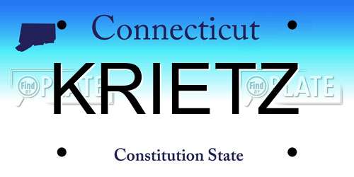 KRIETZ Connecticut License Plate