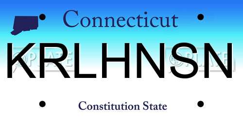 KRLHNSN Connecticut License Plate