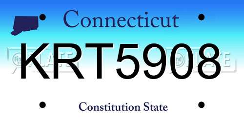 KRT5908 Connecticut License Plate